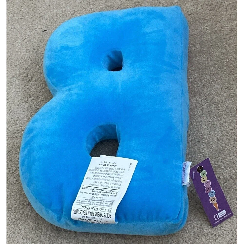 ISCREAM  LETTER B INITIAL MICROBEAD PILLOW 10”x16” NWT